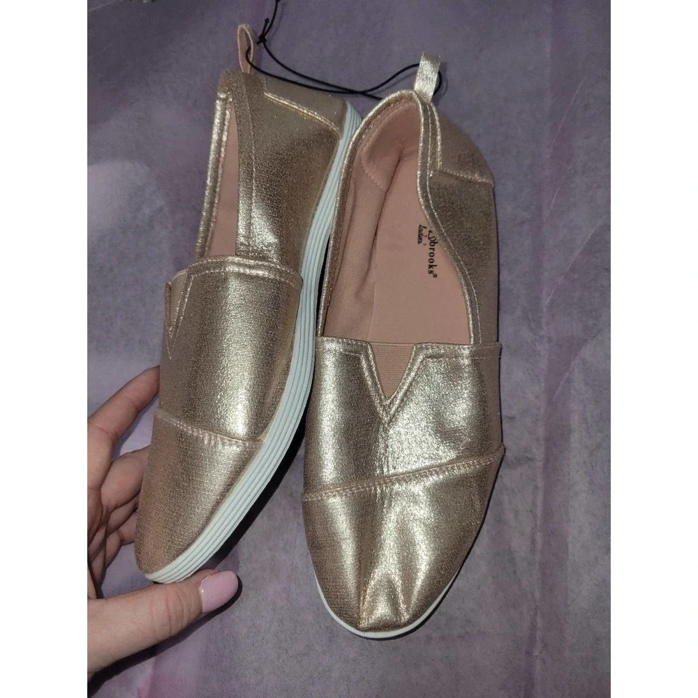 womens size 9 shoes rose gold slip on